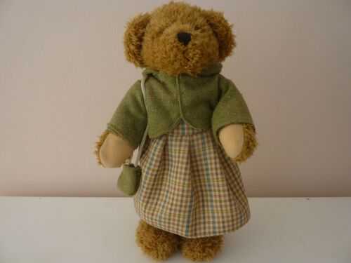 VINTAGE LADY TEDDY BEAR WEARING COUNTRY STYL CLOTHING APPROX. 13