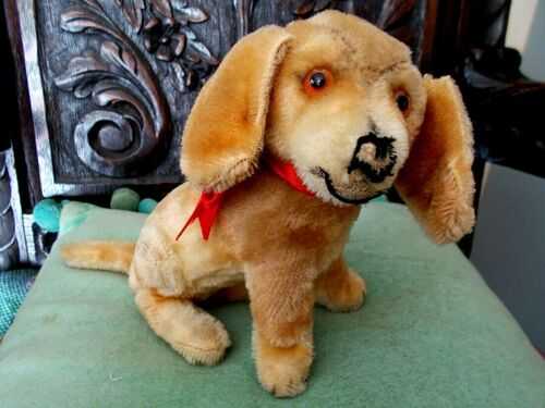 VINTAGE~ANTIQUE~GERMAN TOY DOG~MOHAIR WITH GLASS EYES and A SWIVEL HEAD~TEDDYs PAL