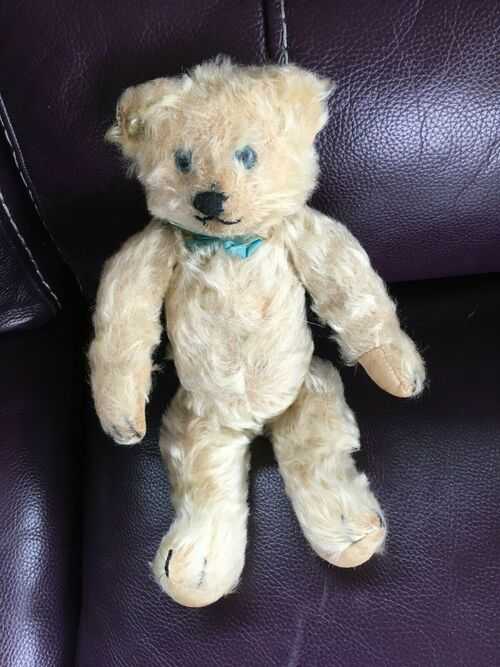 'BLUEY' RARE 1930'S CHAD VALLEY WHITE TEDDY BEAR WITH BUTTON IN EAR