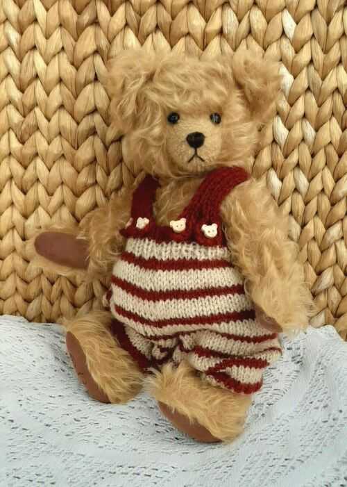 **BEAR KNITS** Hand Knitted striped  trousers in sand and brick fit 12
