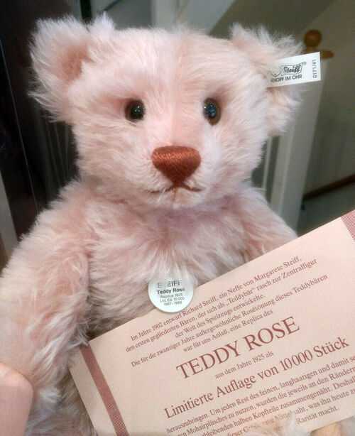 Beautiful Steiff Teddy Rose rare centre parting Box and Certificate Ltd 0171/41