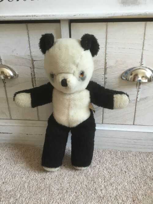 Vintage 1950s Alpha Farnell Panda bear - with label - 12