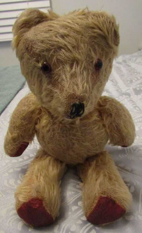 VINTAGE STRAW FILLED GROWLER TEDDY BEAR