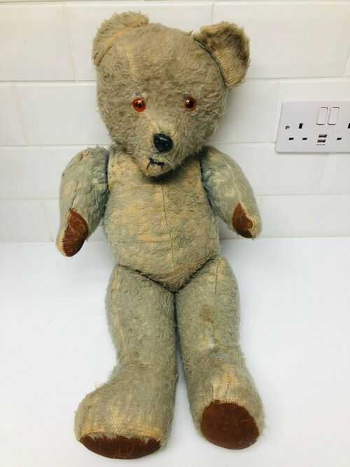 Antique Vintage Baby Blue Mohair Jointed Teddy Bear 27