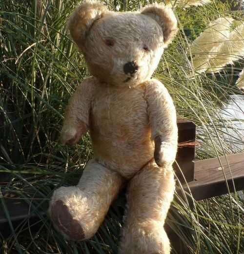 VINTAGE 1930,S LARGE CHAD VALLEY STRAW FILLED TEDDY BEAR 22