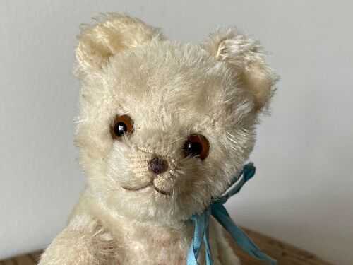 Lovely Old German Teddy Bear | 20cm - 8in | Beautiful White Mohair