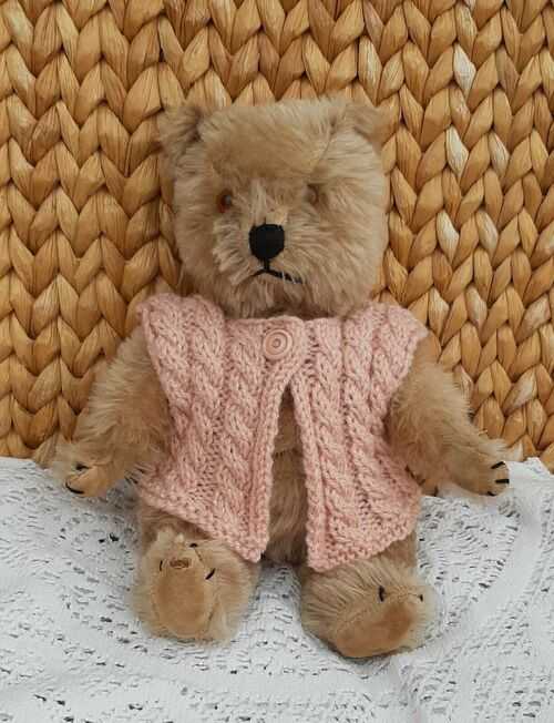 **BEAR KNITS** Hand Knitted  pink Waistcoat to fit approx.11