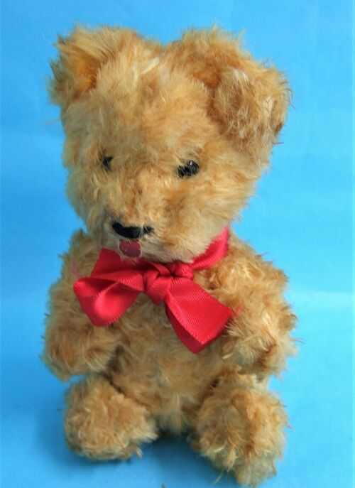 Vintage 1950's Tiny Jointed 15cms Teddy Bear, mohair, stuffed with straw ~ see ~