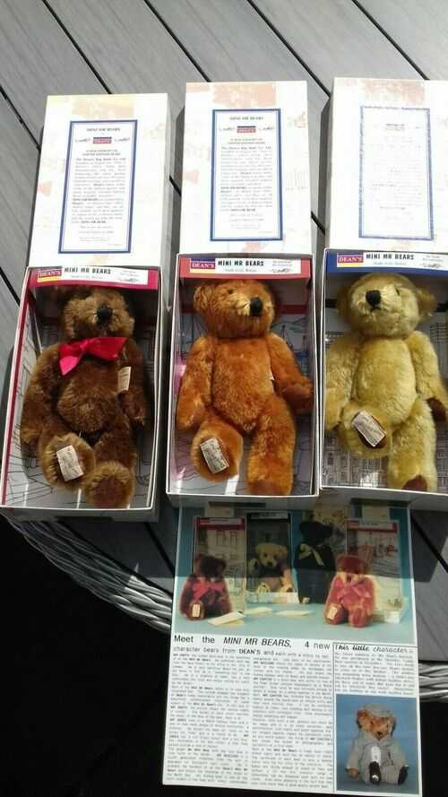 vintage  collection of  3 mohair  Deans mini mr bears limited edition