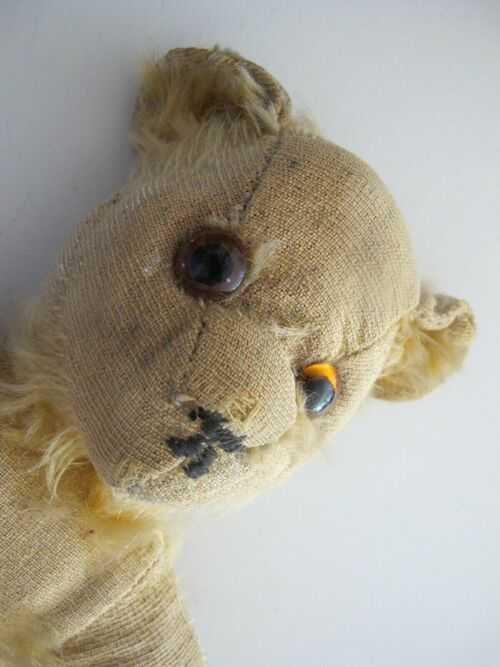 Sweet Little Vintage Mohair Teddy Bear, Wood Wool Head 11 Inches - needs help