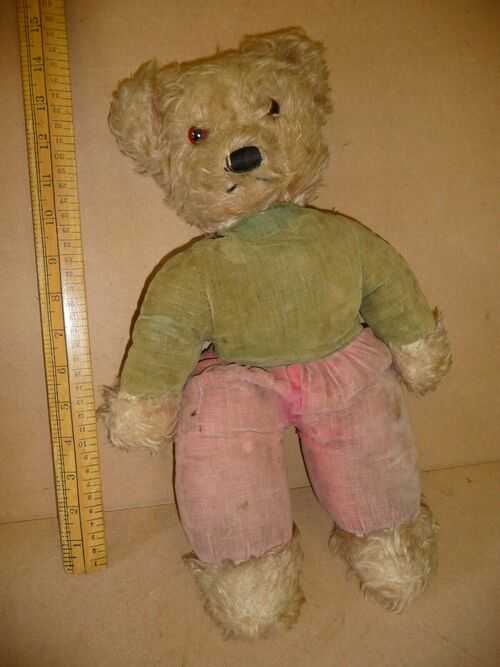 Antique Norah Wellings Bear with Velvet outfit . 17 in. tall / 43cm tall.