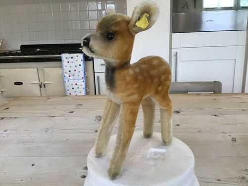 Antique Vintage Steiff Fawn,straw stuffed mohair toy Bambi,deer,ids,bear,10 in