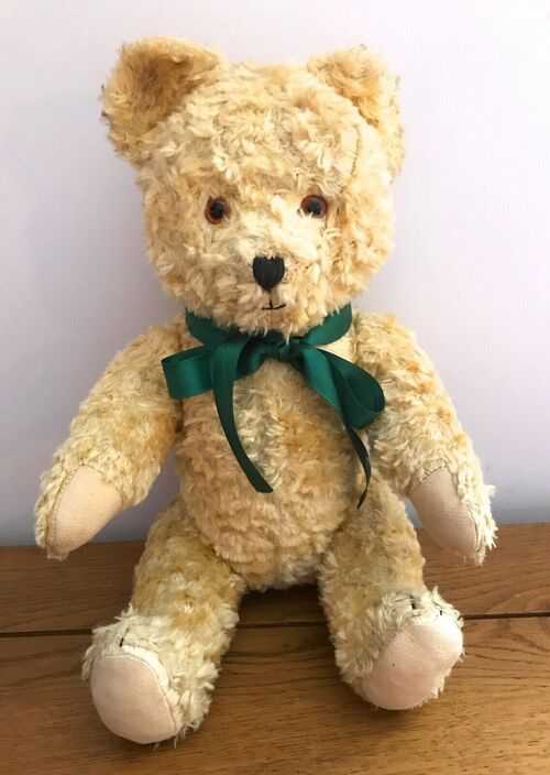 Vintage Mohair Teddy Bear Golden Yellow 15 Inches Tall Jointed