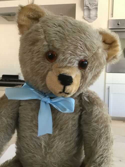 Antique vintage bear,old straw stuffed toy teddy bear,18 inches tall.