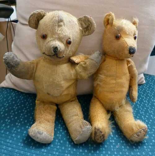 2 X ANTIQUE TEDDY BEARS,WELL LOVED