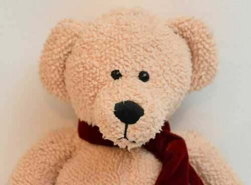 Teddy Bear Plush Soft Toy Wearing Deep Red Silk Type Scarf Wild Stuffed Animal