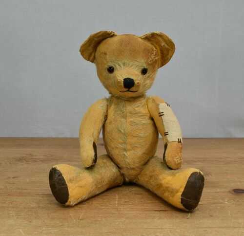 VINTAGE JOINTED MOHAIR TEDDY BEAR - 17 INCHES