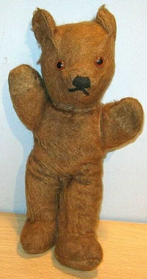 Vintage TEDDY BEAR Unknown Maker - mohair fur, firm body OLD
