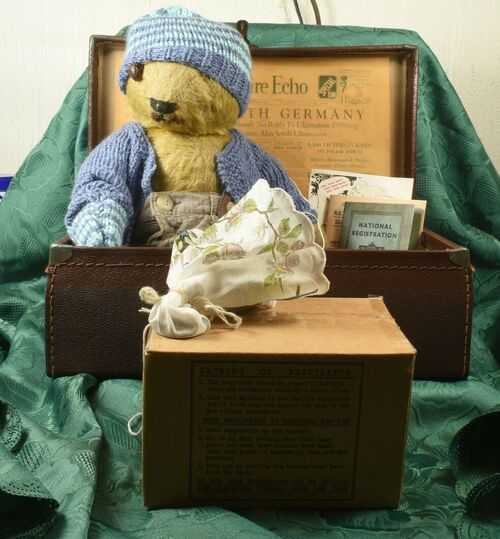 1930's Chad Valley Magna Teddy Bear ~ William Herring Jnr Evacuee Bear And Case