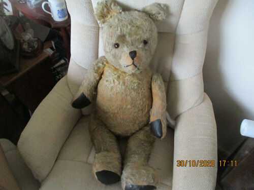 antique 1940 chad valley england jointed mohair bear with hump