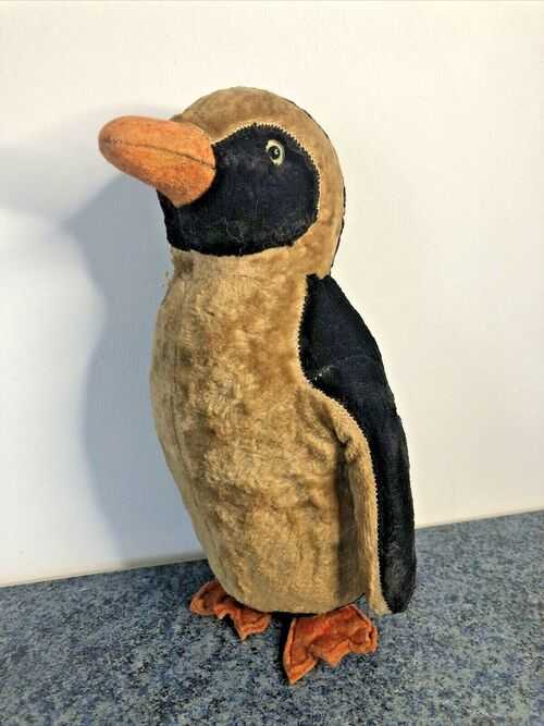 Vintage Old 1940s 1950s French Penguin Soft Toy