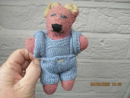 A Small Vintage Pink Teddy Bear-c1950-5.5 inches.