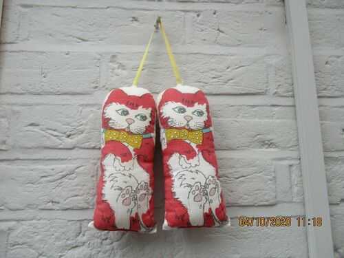 A Pair of Vintage Cloth Cats-Possibly Pin Cushions or Shoe Stretchers-Adorable!