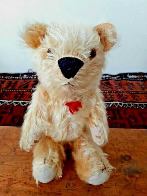 SWEET OLD VINTAGE ANTIQUE GOLD MOHAIR IRISH TEDDY BEAR SOFT TOY