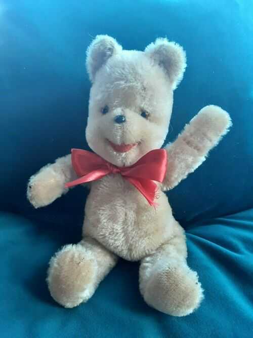 Vintage  mohair Winnie The Pooh  Teddy bear with glass eyes and nose  1950s 60s
