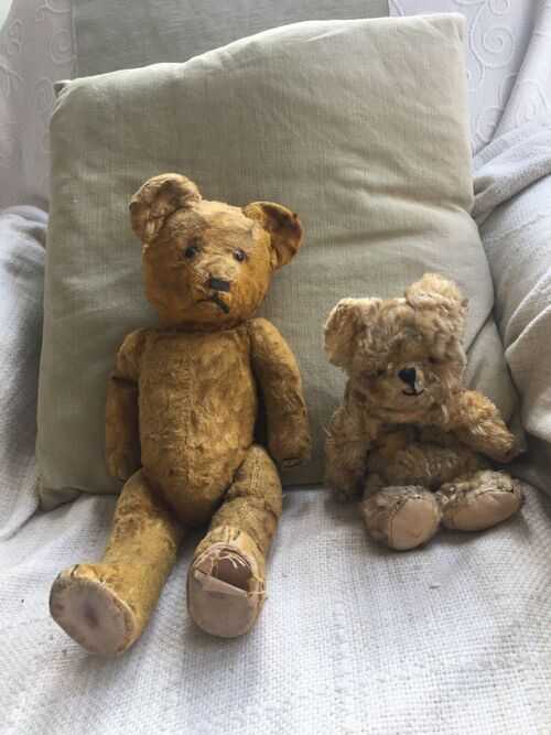 two old vintage teddy bears in need of tlc