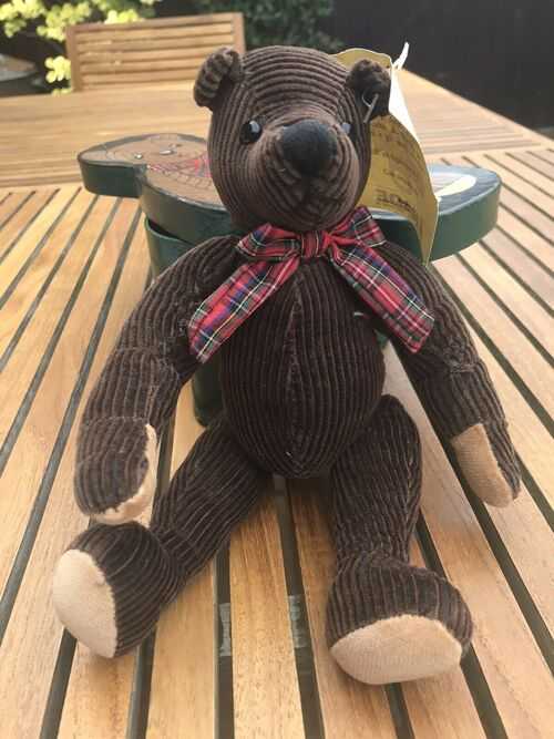 Unusual vintage corduaroy teddy bear in his own identical box looking for TLC