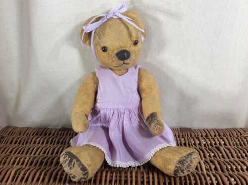 Vintage Teddy Bear Golden Mohair, button eyes, used