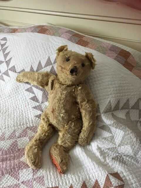 Antique Large 19 inch Teddy Bear straw filled needs TLC