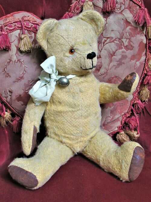 Vintage Hard Filled Jointed Mohair Old Teddy Bear
