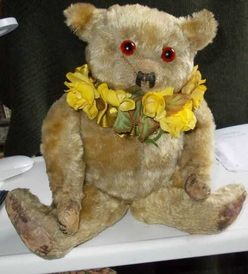 VERY RARE ANTIQUE HELVETIC TEDDY BEAR 12 INCHES CIRCA 1920 WITH MUSIC BOX