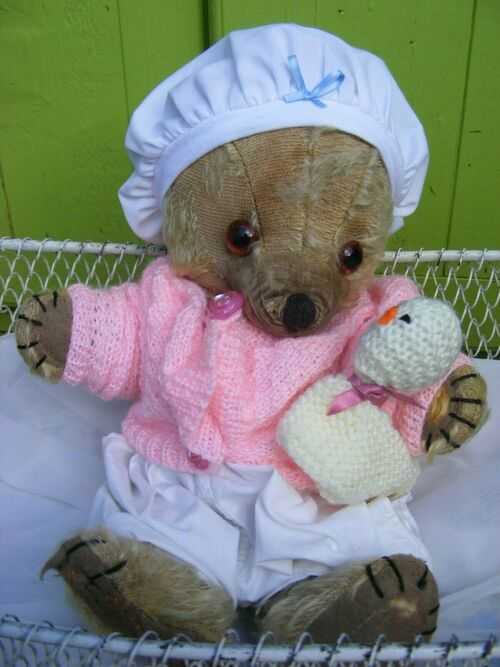 BABY HETTY,DEAF TINY 13 INCH CHEEKY MERRYTHOUGHT BEAR,VINTAGE ANTIQUE,OLD.