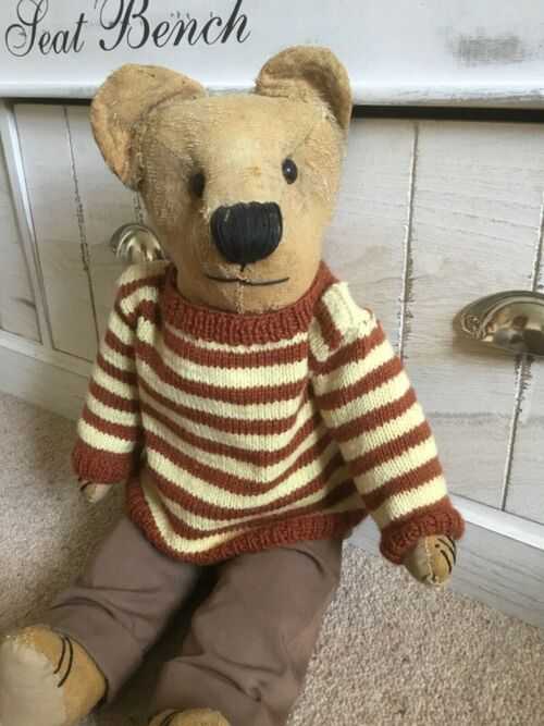 Charming ANTIQUE French pin-jointed Teddy Bear - well loved - 21