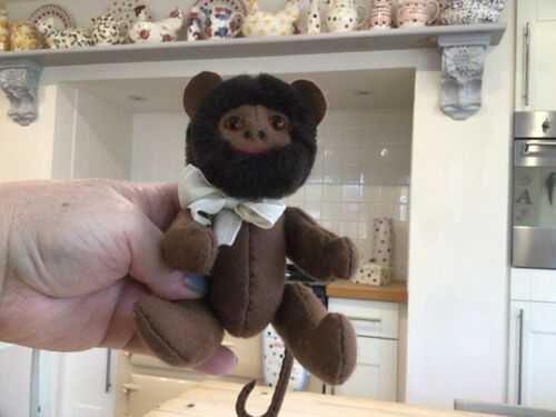 Antique vintage miniature monkey,felt articulated toy ape,bears pal.