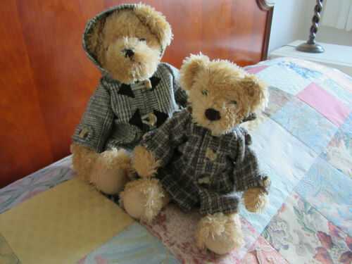 Two Cute Teddy Bears with tweed style Jackets, 32cms and 26cms, Age - 1988+
