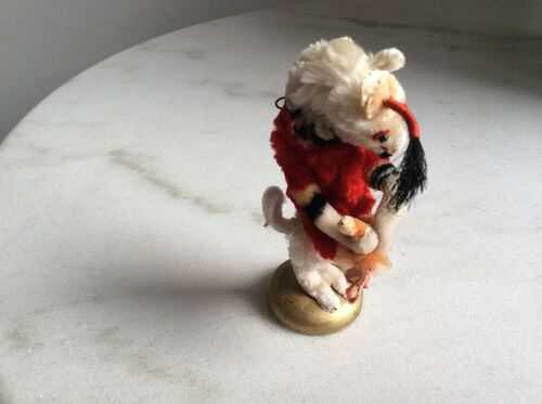 Antique Vintage Chenille Monkey with Fez, Christmas Decoration, Toy