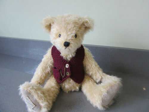 Teddy Clothes - Hand Knitted Waistcoat with Pocket Watch to fit 11