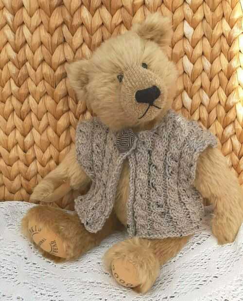 **BEAR KNITS** Hand Knitted stone nepp Waistcoat to fit approx.13