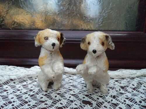 Tiny miniature antique terrier puppy dogs ideal for antique doll/dolls house 7cm