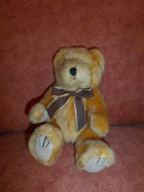 SMALL VINTAGE JOINTED GOLDEN TEDDY BEAR 1970s GREAT CONDITION ! REALLY CUTE