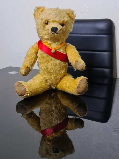 Antique Gold Plush Teddy Bear - With Growler and Glass Eyes