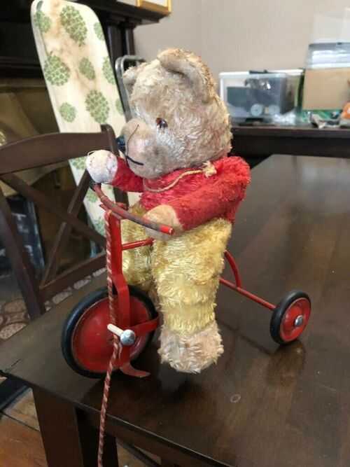 Vintage Chiltern Bear on his Tricycle, c1958, Condition is fair