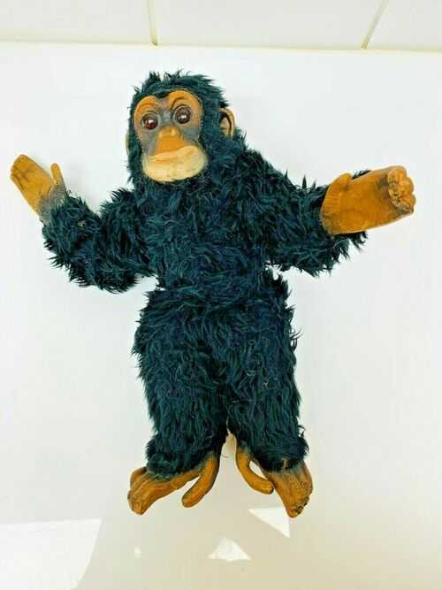 Vintage Antique Monkey Chimp Toy Glass Eyes 12