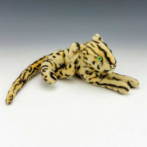 Vintage Plush Leopard Soft Toy Teddy Bear - With Green Glass Eyes!