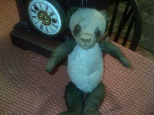 Antique miniature Panda bear,straw stuffed mohair toy teddy teddy bear,