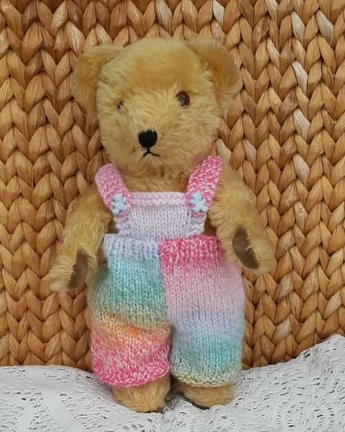 **BEAR KNITS** Hand Knitted s Dungarees in pastel shades to fit 12